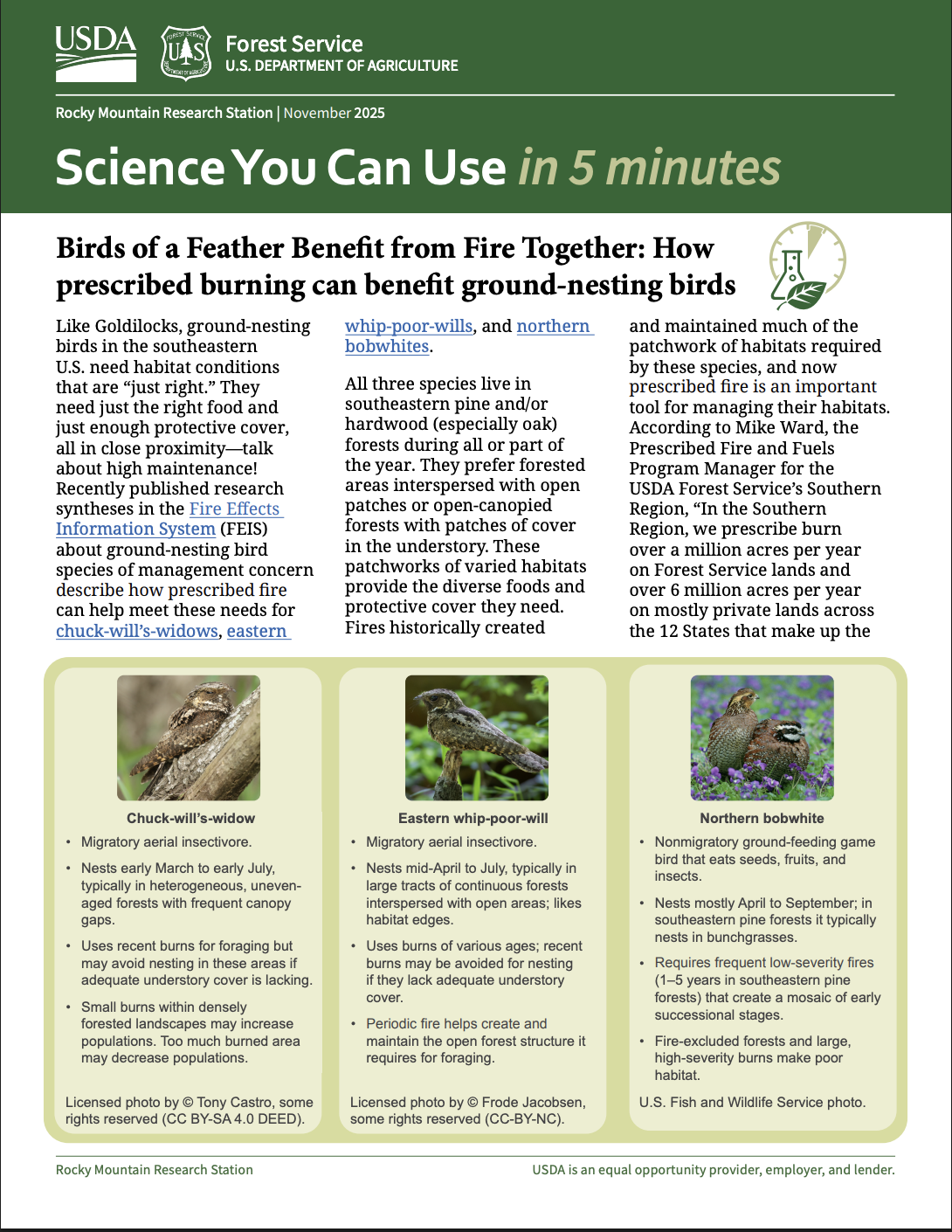 Birds of a Feather Benefit from Fire Together: How prescribed burning can benefit ground-nesting birds