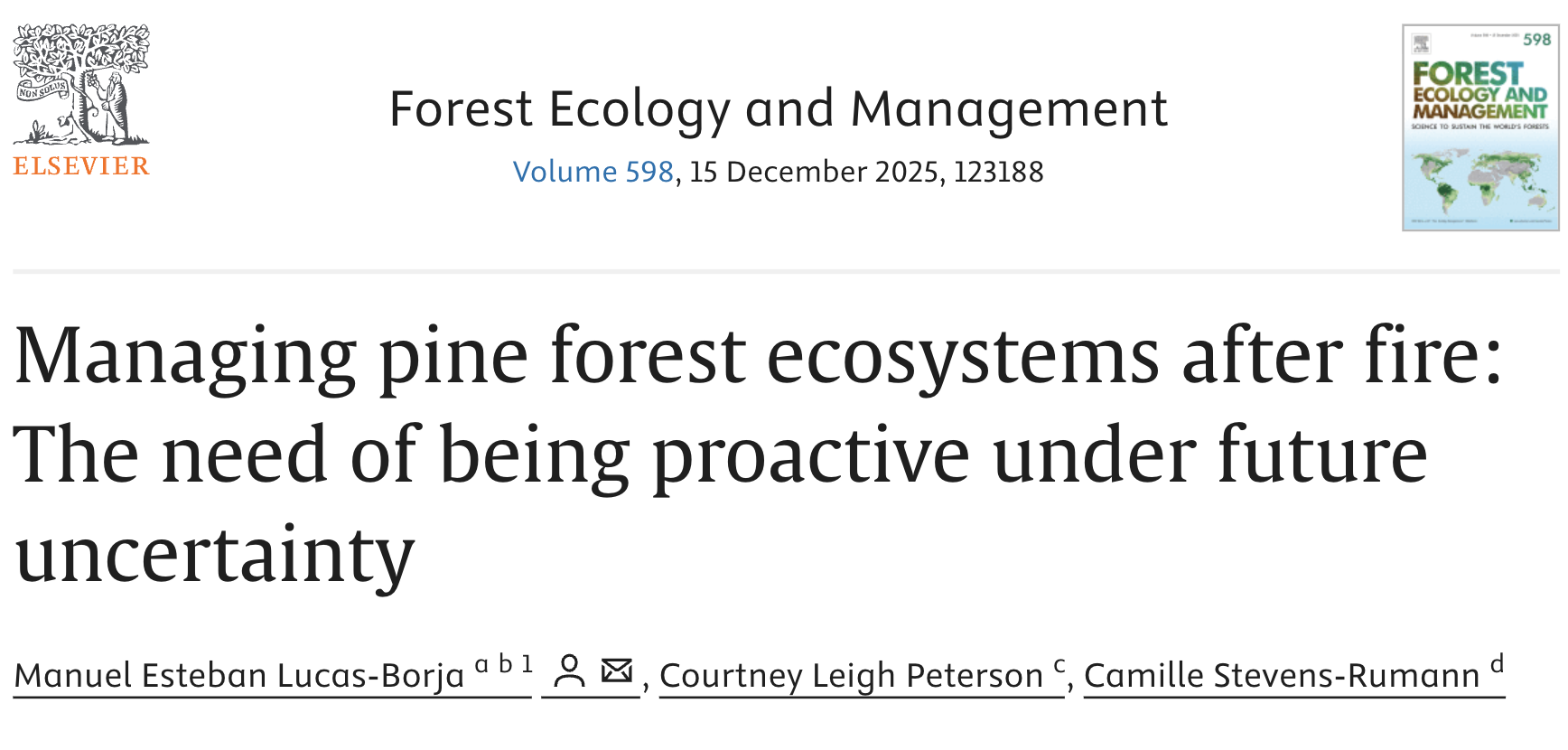 Managing pine forest ecosystems after fire: The need of being proactive under future uncertainty