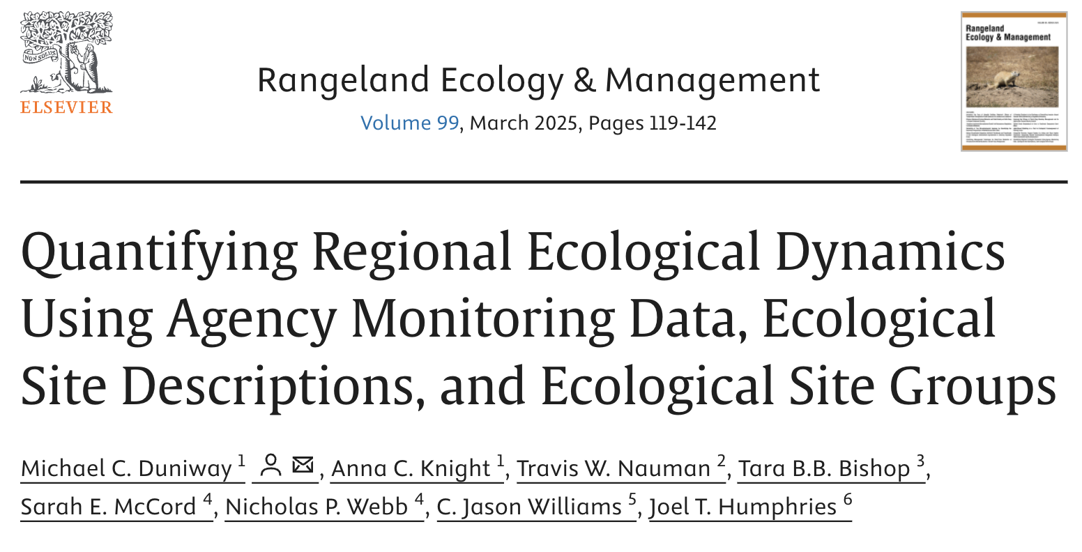 Quantifying Regional Ecological Dynamics Using Agency Monitoring Data, Ecological Site Descriptions, and Ecological Site Groups