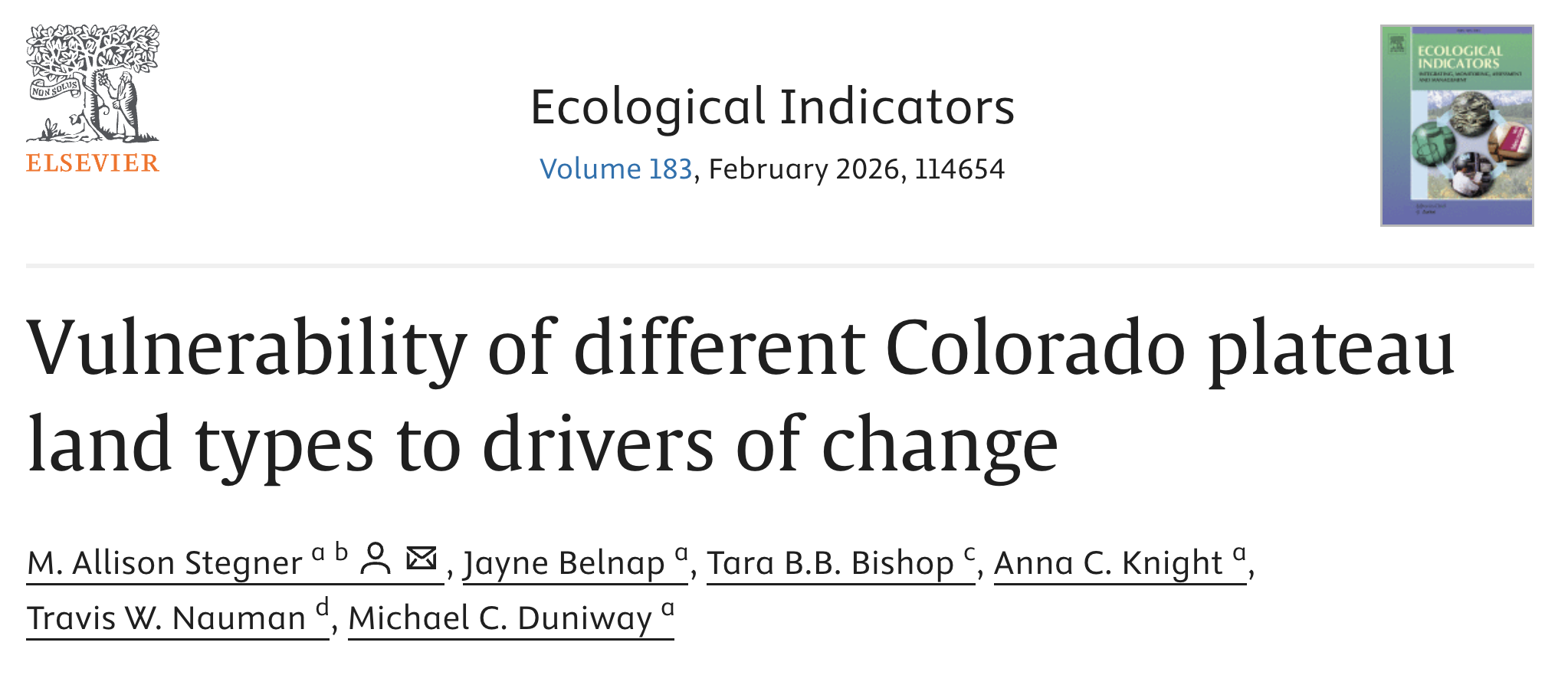 Vulnerability of different Colorado plateau land types to drivers of change