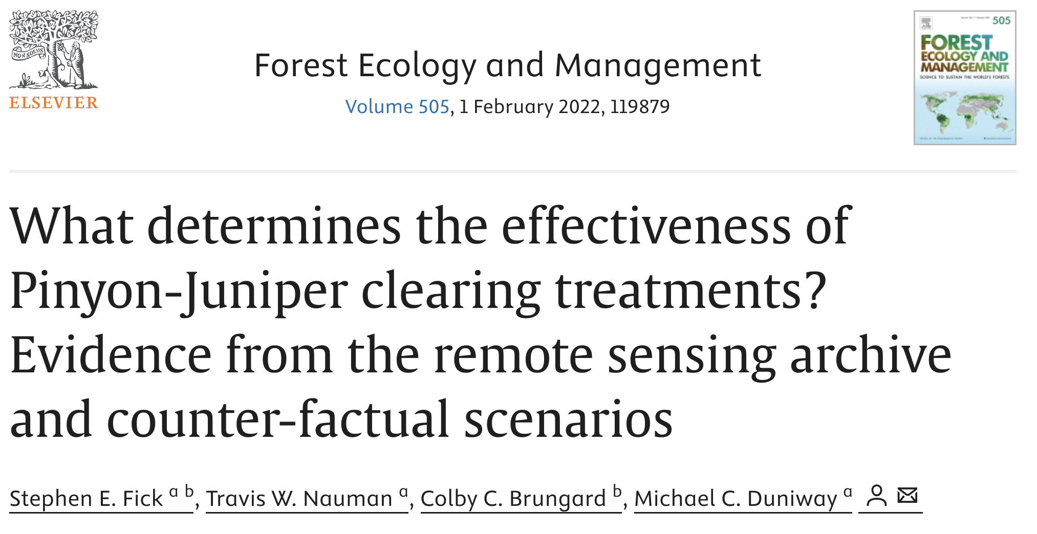 What determines the effectiveness of Pinyon-Juniper clearing treatments? Evidence from the remote sensing archive and counter-factual scenarios